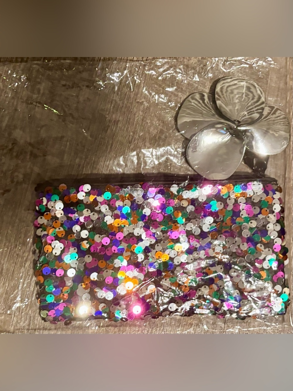 MAC Sparkle Sequin Glitter MultiColor Makeup Cosmetic Zipper Bag Clutch Pouch - Picture 4 of 10